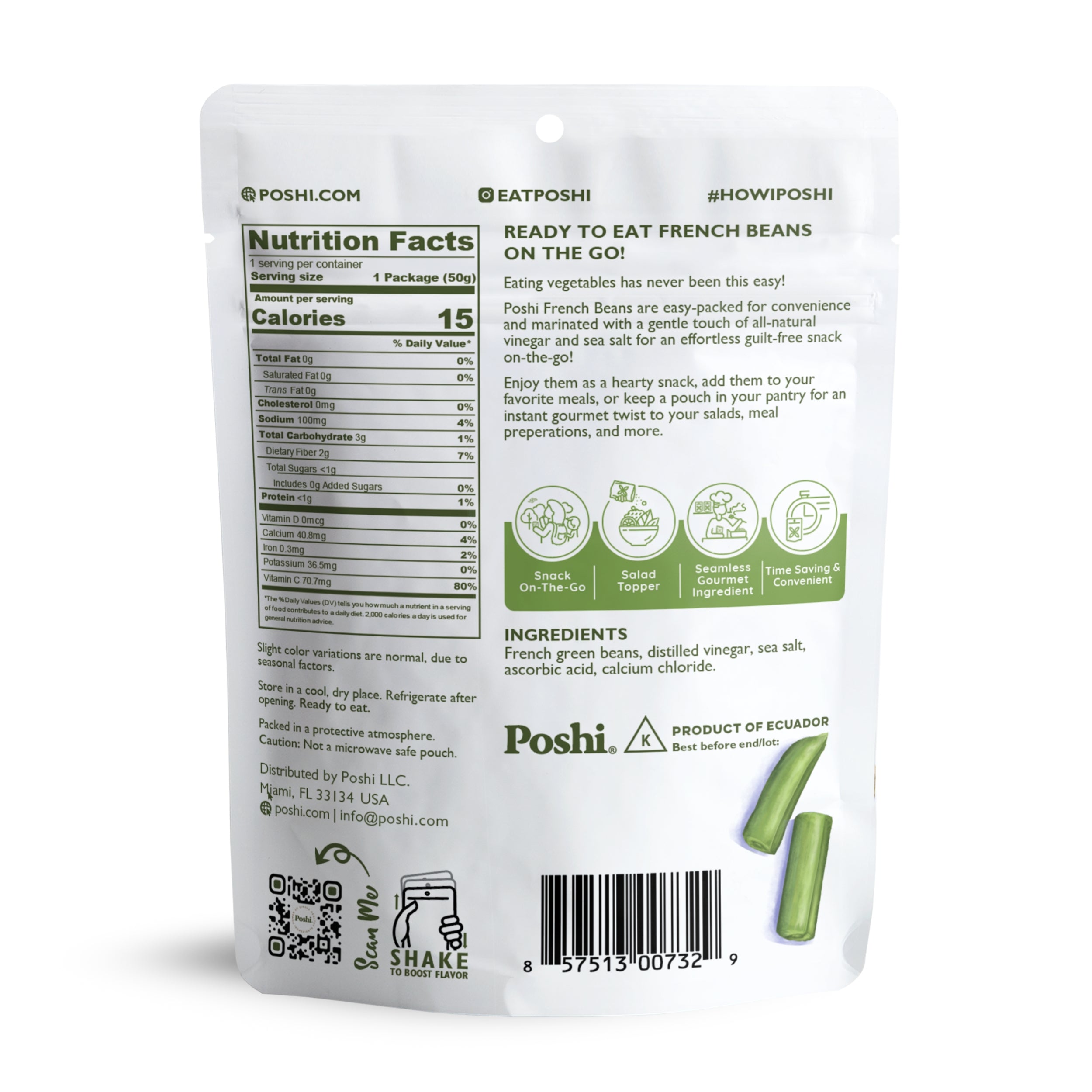French Beans Original Flavor - 10 Pack (1.76 OZ/Pouch) – 🌱 Poshi