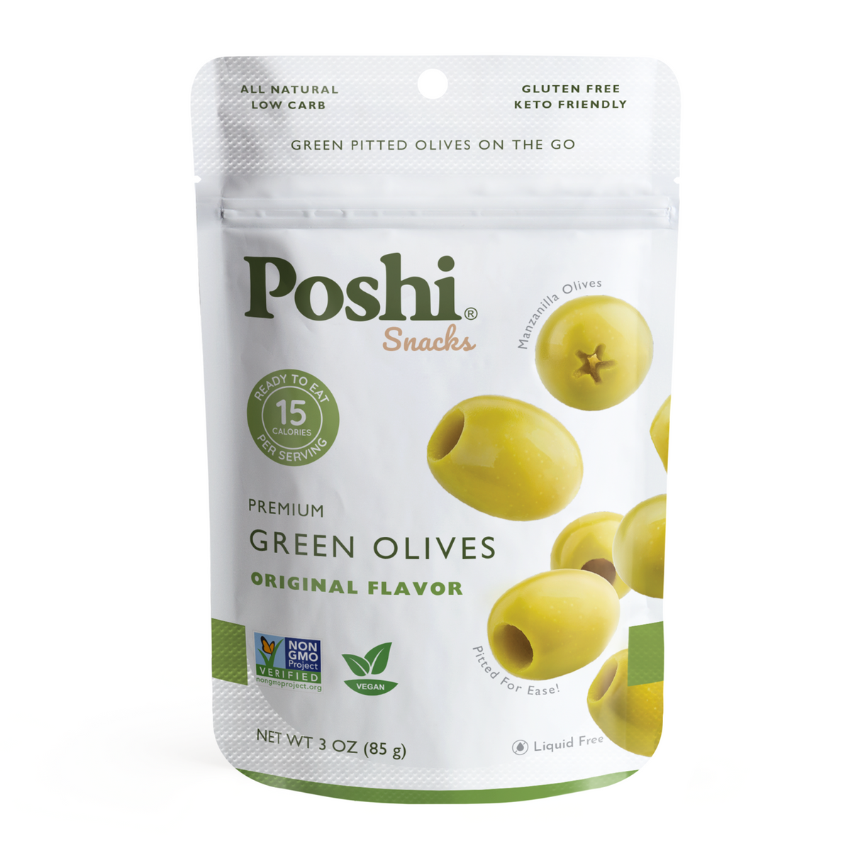 Pitted Green Olives Original Flavor - 10 Snack Packs (3 OZ/Pouch Pitted Green Olives Original Flavor - 10 Snack Packs (3 OZ/Pouch