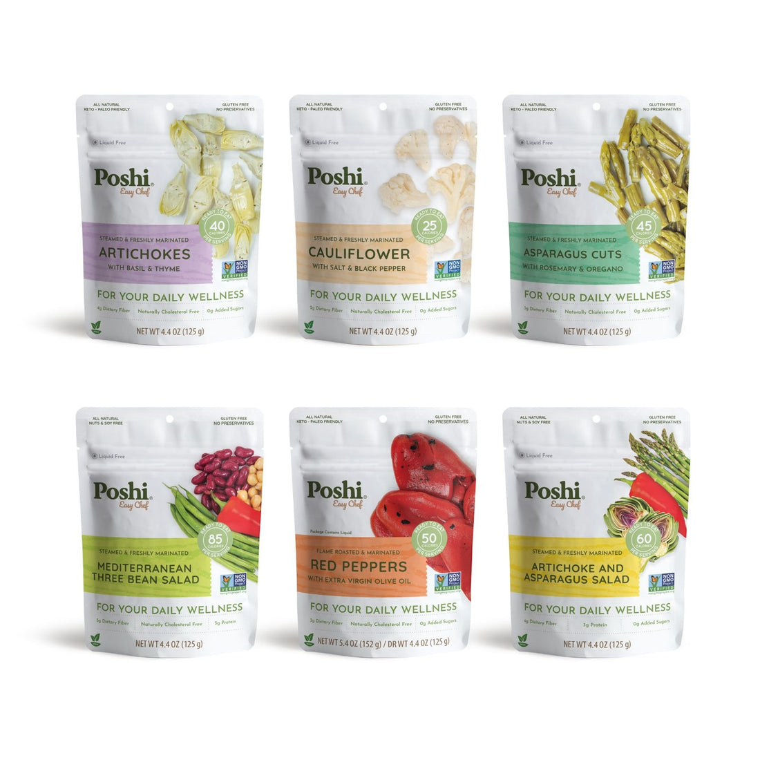 Poshi Easy Chef Sampler Variety Pack - 6 Pack (4.4 OZ - 5.4OZ Pouches)