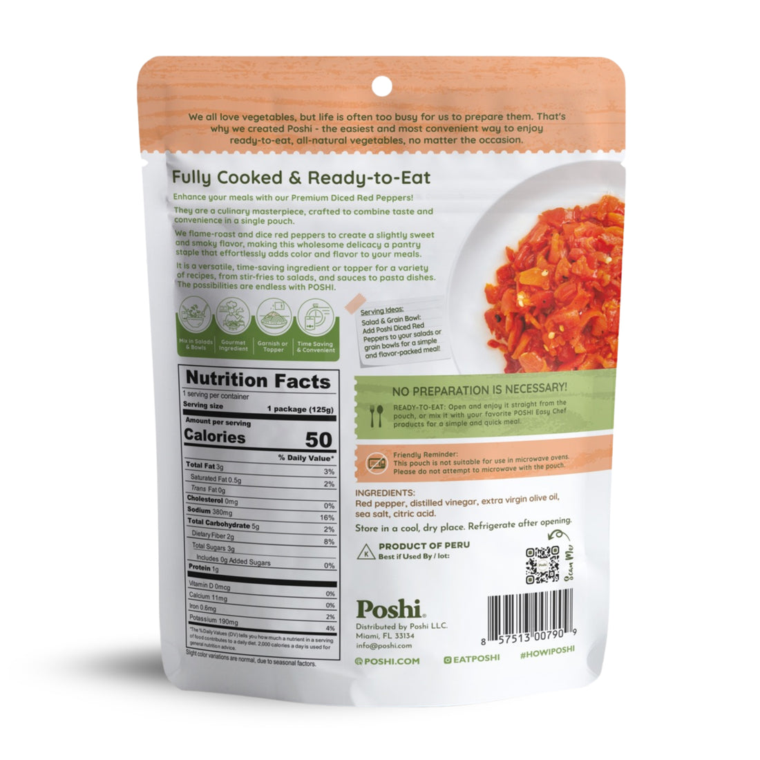 Diced Red Peppers - Flame-Roasted & Marinated with Extra Virgin Olive Oil | Easy Chef - 10 Pack (4.4 OZ/Pouch)