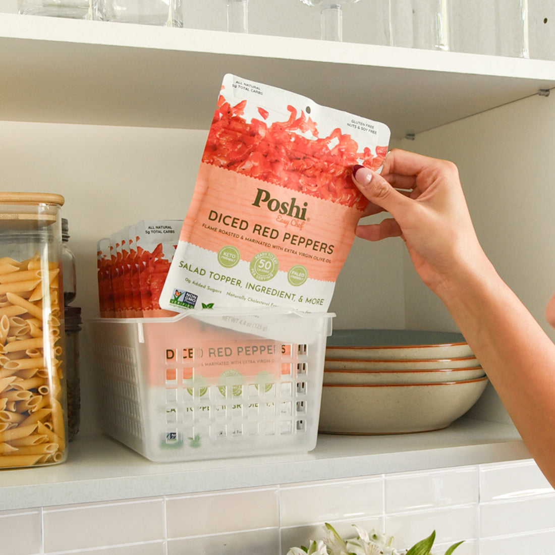 Diced Red Peppers - Flame-Roasted & Marinated with Extra Virgin Olive Oil | Easy Chef - 10 Pack (4.4 OZ/Pouch)