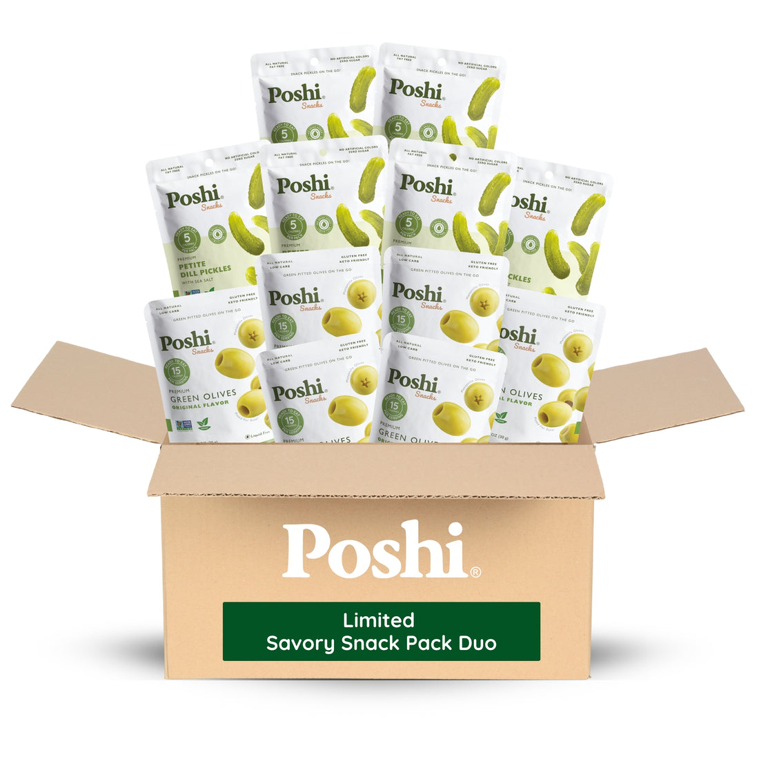Limited Savory Snack Duo - 12ct Premium Petite Dill Pickles & Pitted Green Olives