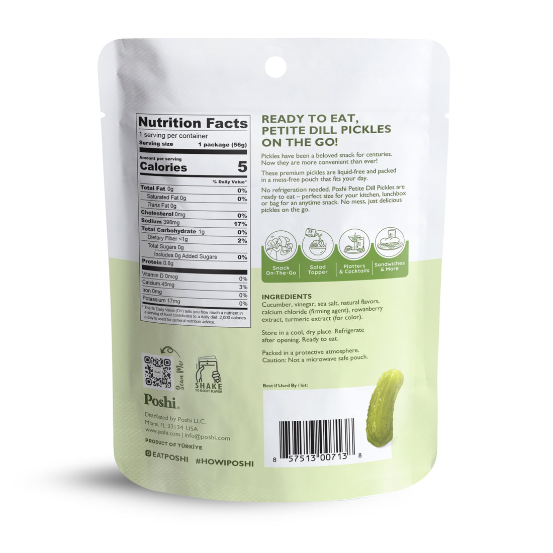 Petite Dill Pickles - 10 Snack Packs (2 OZ/Pouch)