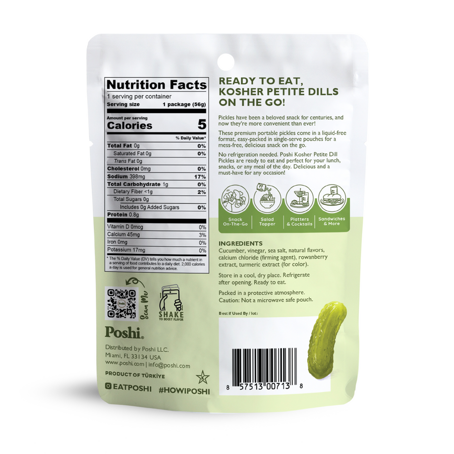 Kosher Petite Dill Pickle - 10 Snack Packs (2 OZ/Pouch)
