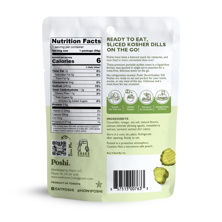 Sliced Kosher Dill Pickle - 10 Snack Packs (2 OZ/Pouch)