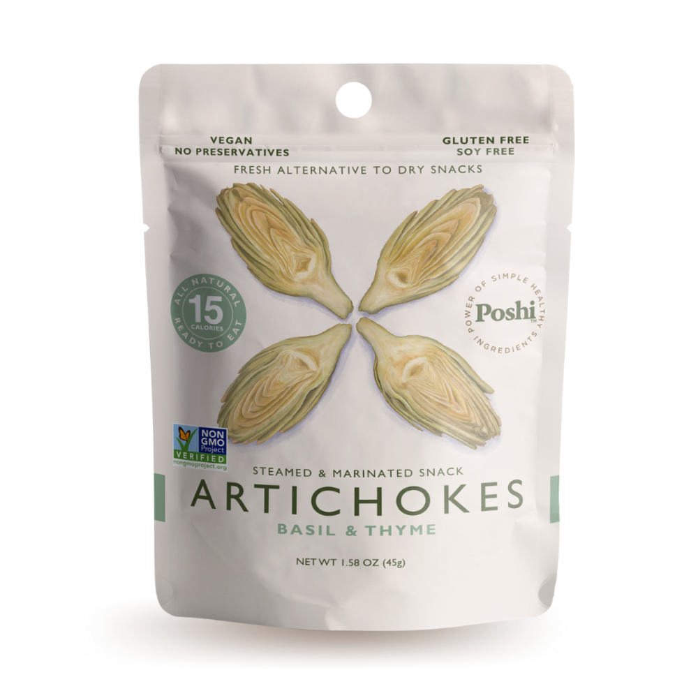 Poshi Artichokes With Basil & Thyme 10 Pack (1.58 OZ/Pouch) 🌱 Poshi